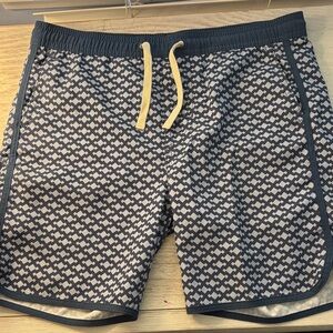 Fair Harbor Black and White Patterned Swim Trunks